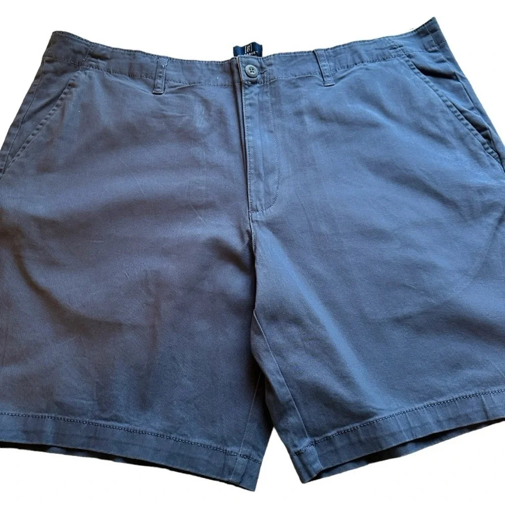 George Men’s Shorts Cotton Above The Knee Flat Front Shorts Button Waist Zipper